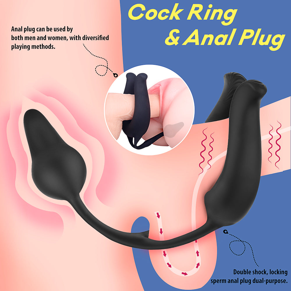 UGHU Vibrating Penis Ring with Anal Plug