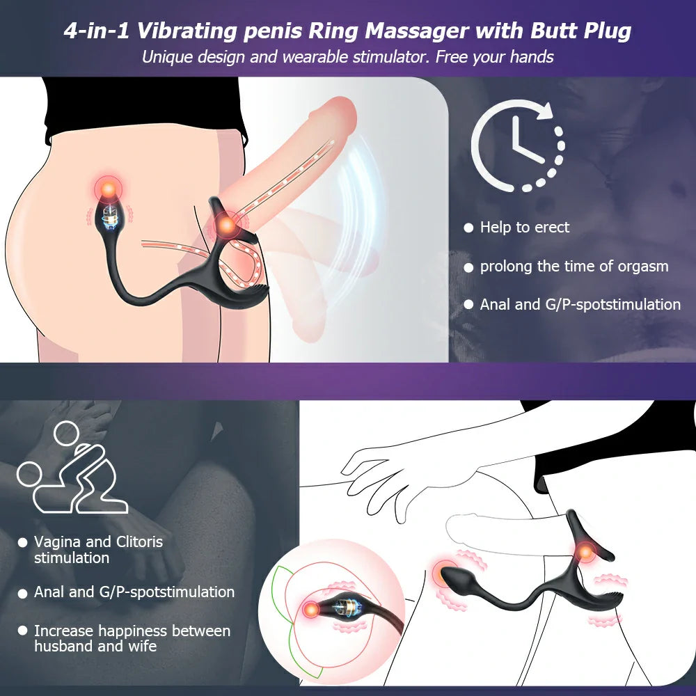 Ratlo - Spherical Vibrating Anal Plug with Penis Cock Rings